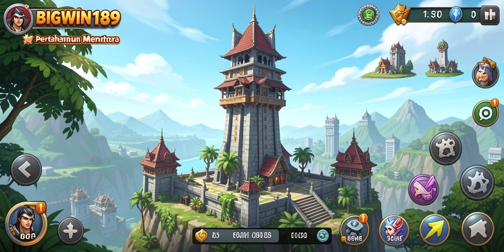 Screenshot gameplay Tower Defense yang menampilkan menara dan musuh.