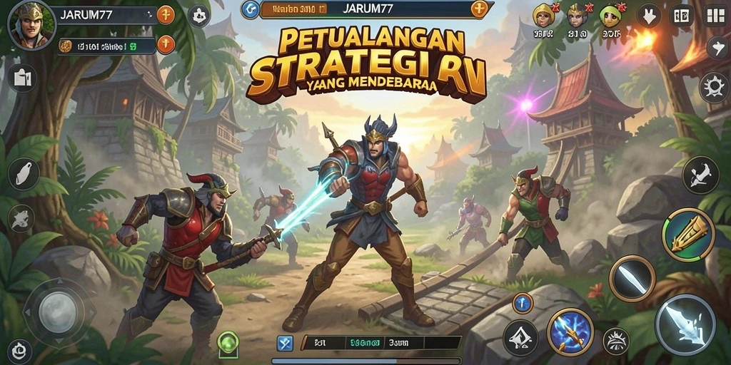 Screenshot menampilkan momen strategis dalam JARUM77.