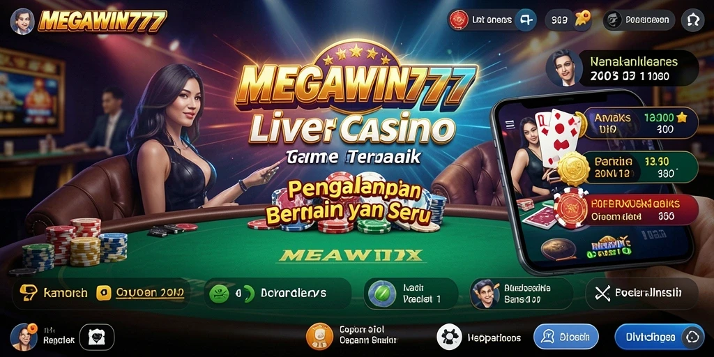 Tampilan gameplay Live Casino yang seru dan interaktif di MEGAWIN777.